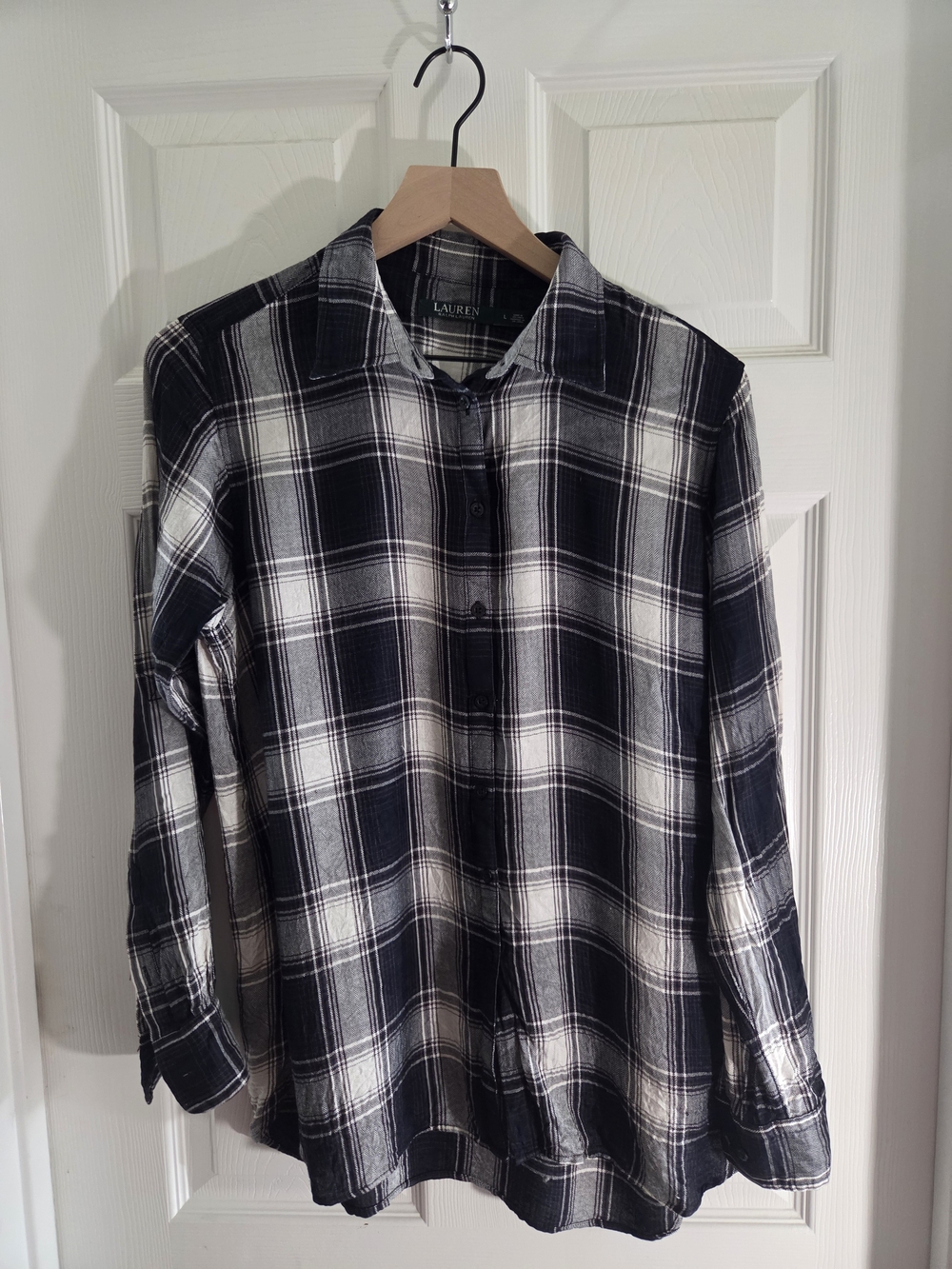 Ralph Lauren Black and White Plaid Button-Down Shirt